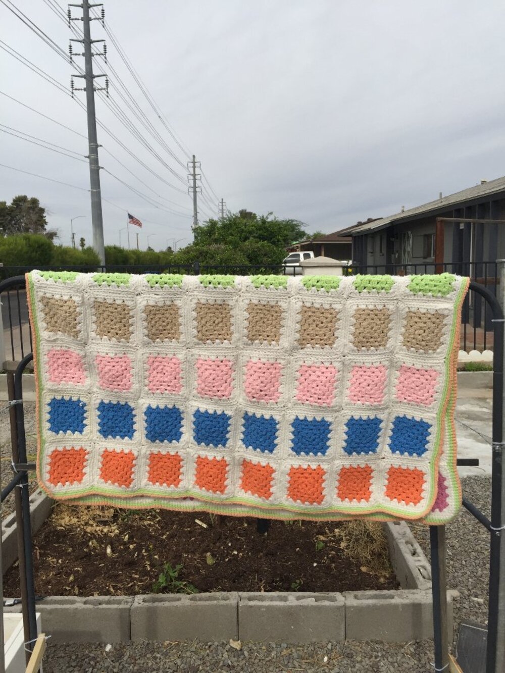 Handmade Crochet Granny Square Blanket Colorful Boho Afghan Baby Throw Soft Knit